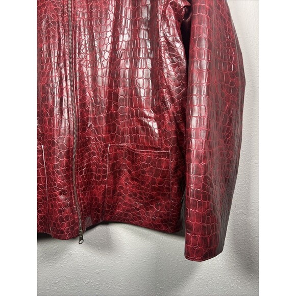 Faux Leather Crocodile Burgundy Jacket #36 - Picture 4 of 7